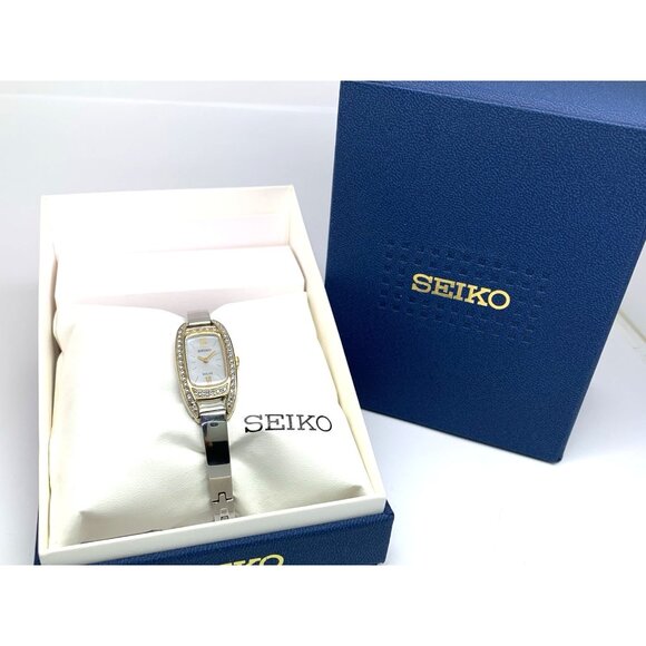 Seiko Women's Watch SUP388 Solar Mother of Pearl Dial Two Tone Stainless Steel - Picture 3 of 14